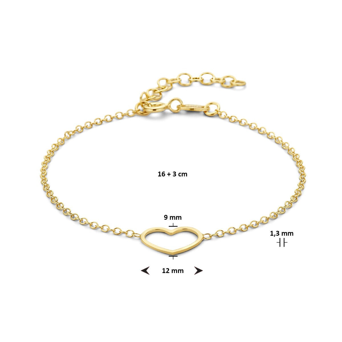 Bracelet en argent plaqué or avec cœur – symbole d'amour
