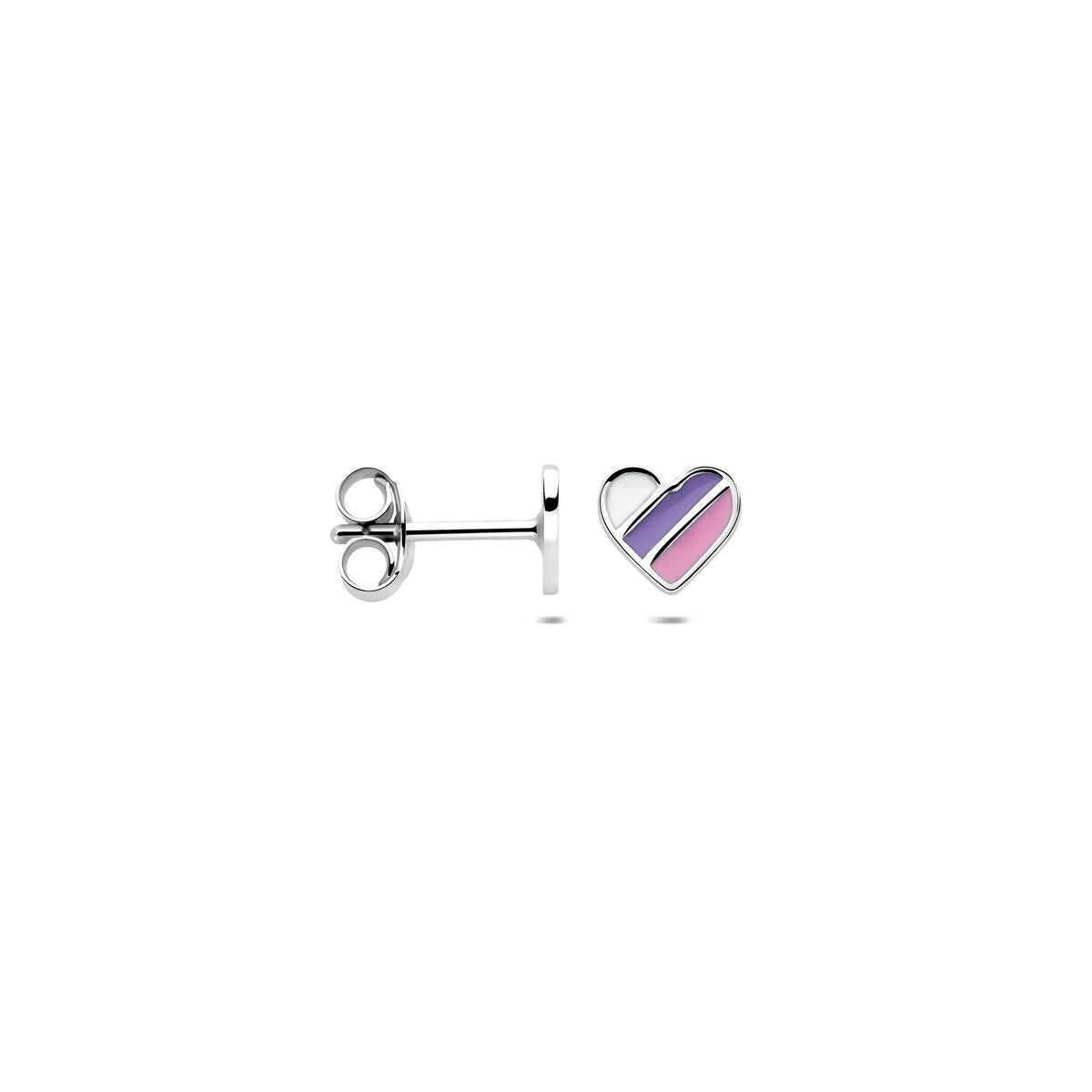 Puces d'oreilles en argent pour enfant – cœurs avec émail 5.5 mm