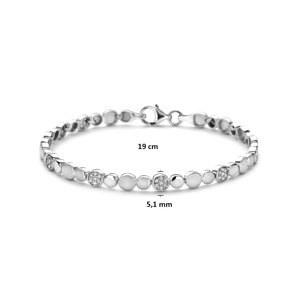 Bracelet en argent avec zircone – rhodié argent 925 5,1 mm 19 cm