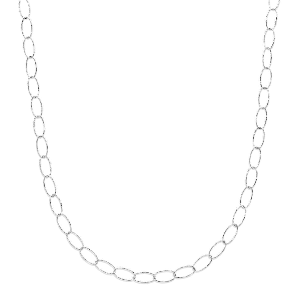 Collier en argent rhodié avec maillons en forme d'ancre de 6,4 mm, longueur de 45 cm.