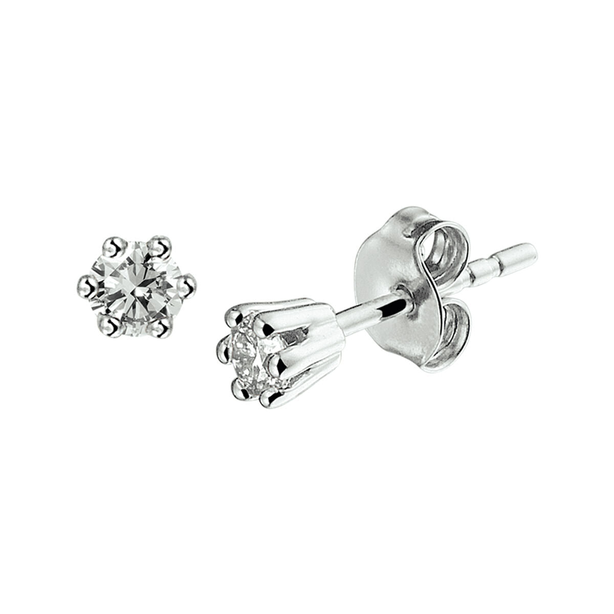Boucles d'oreilles en or blanc 14k avec diamant brillant de 0,10 ct.