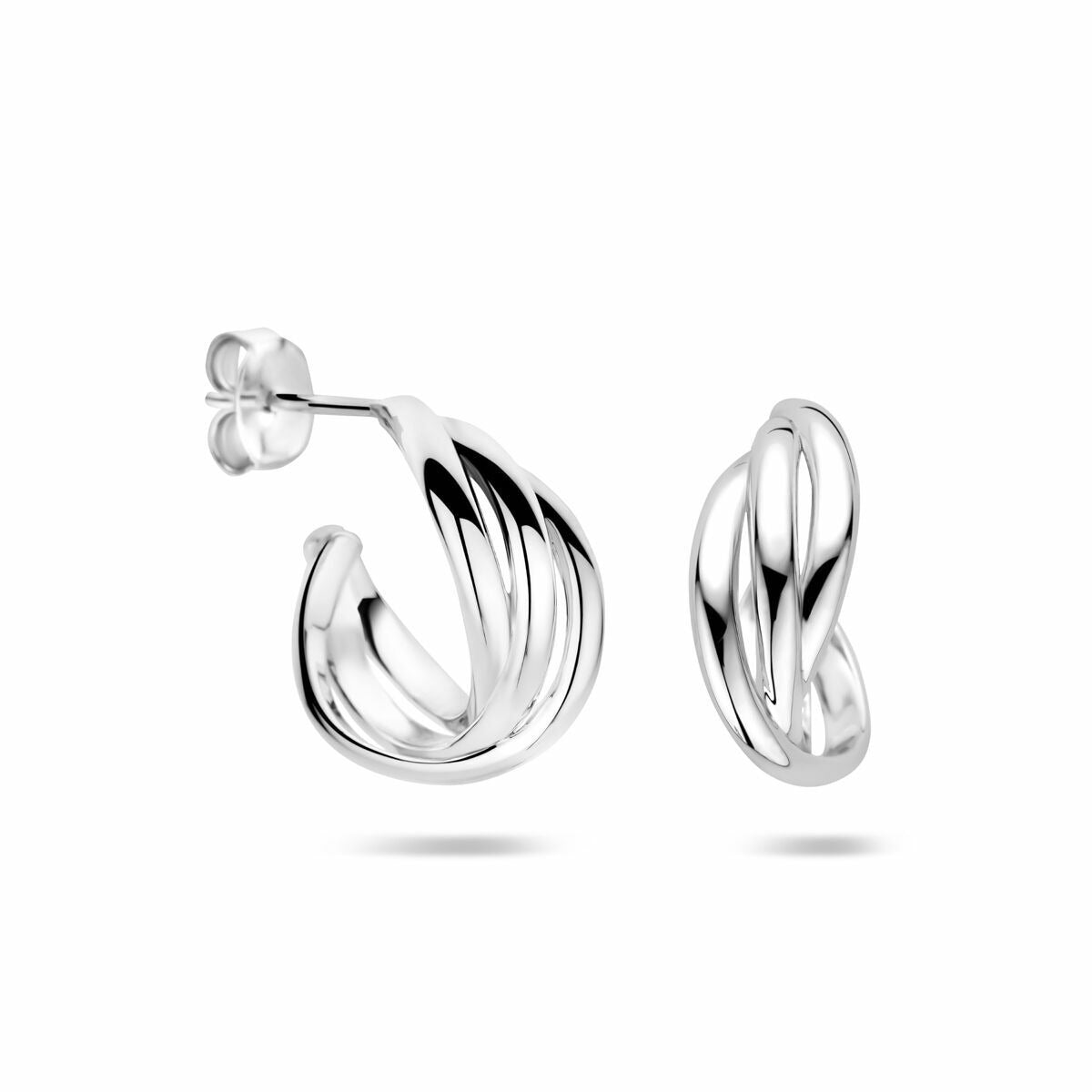 Boucles d'oreilles en argent torsadées – rhodiées argent 925, 16 x 6.5 mm