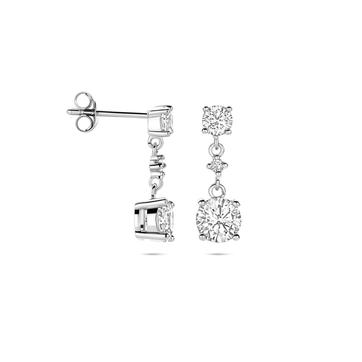 Boucles d'oreilles en argent avec zircone – Bijou rhodié pour femme 18 mm