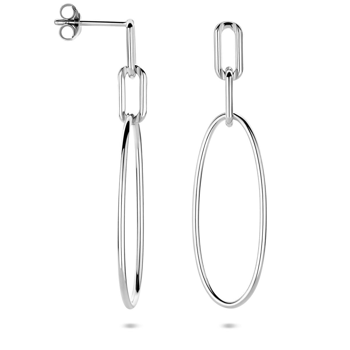 Boucles d'oreilles ovales rhodiées argent 44mm