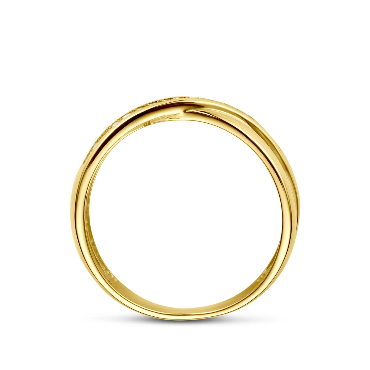 bague pour femme en or jaune 14k avec zircone – taillé en brillant en sertissage