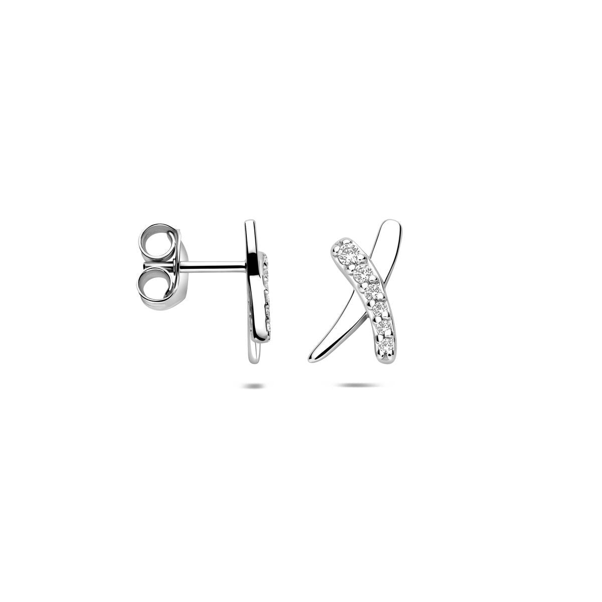 Puces d'oreilles en argent avec zircone pour femme – sertissage pavé