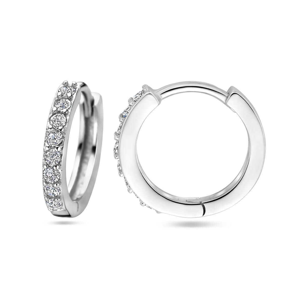Créoles en argent avec zircone – rhodiées, partie de l'ensemble