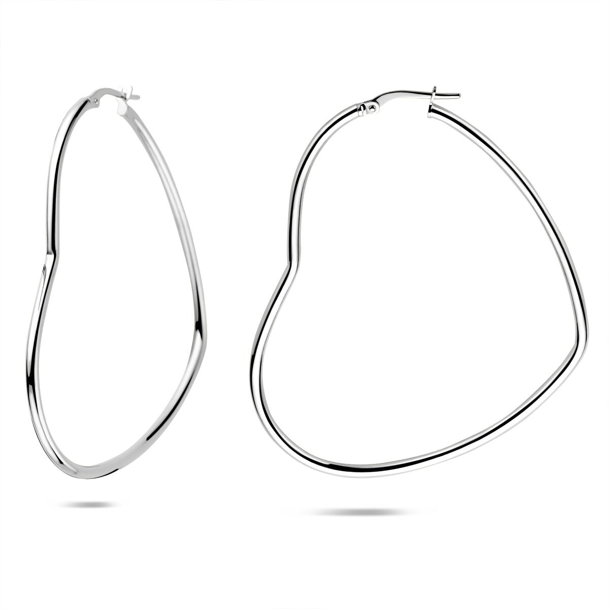 Créoles en argent en forme de cœur – rhodiées argent 925