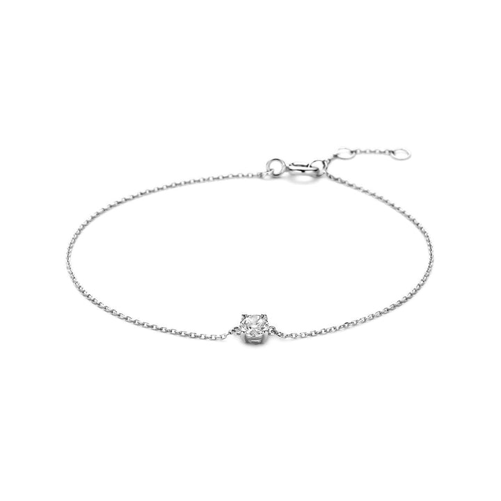 14k witgouden armband met zirkonia – anker schakel