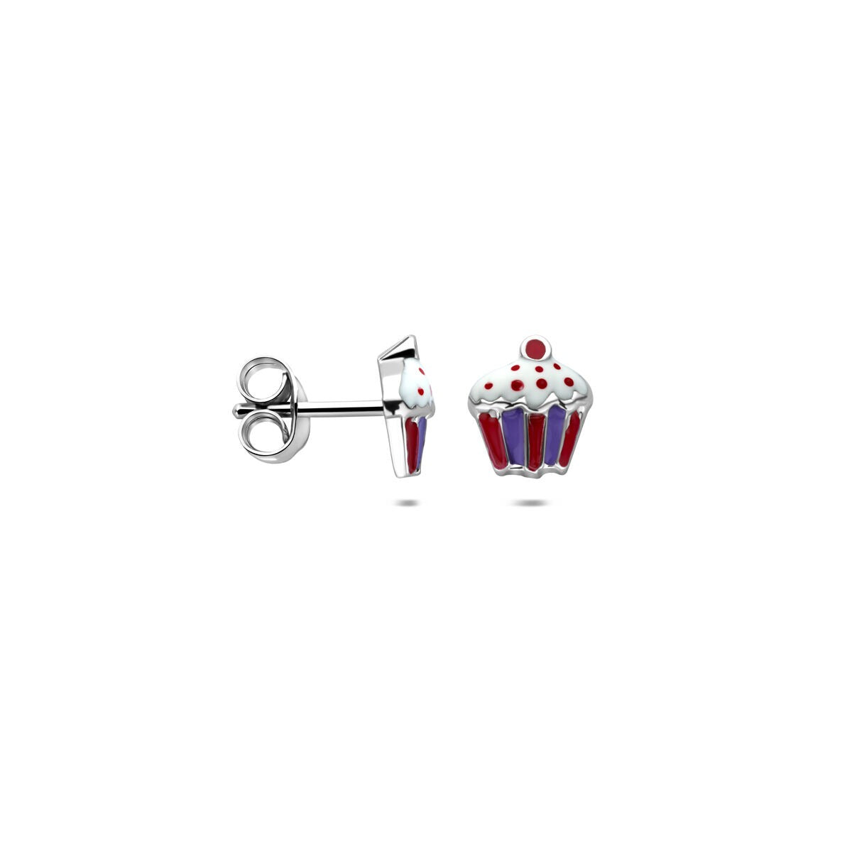 Puces d'oreilles en argent cupcake – rhodié bijou pour enfant 7,5 mm