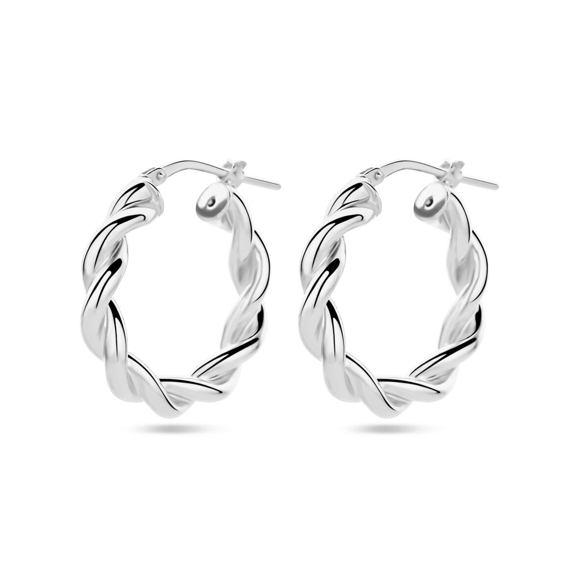 Boucles d'oreilles en argent rhodié torsadées de 23 mm.