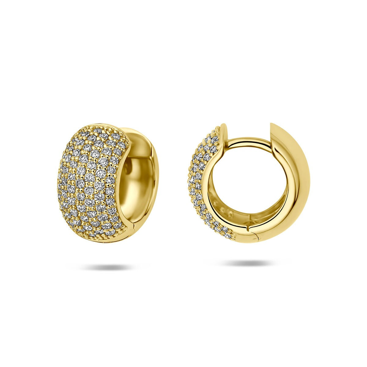 Créoles en or jaune 14k avec diamant cultivé en laboratoire