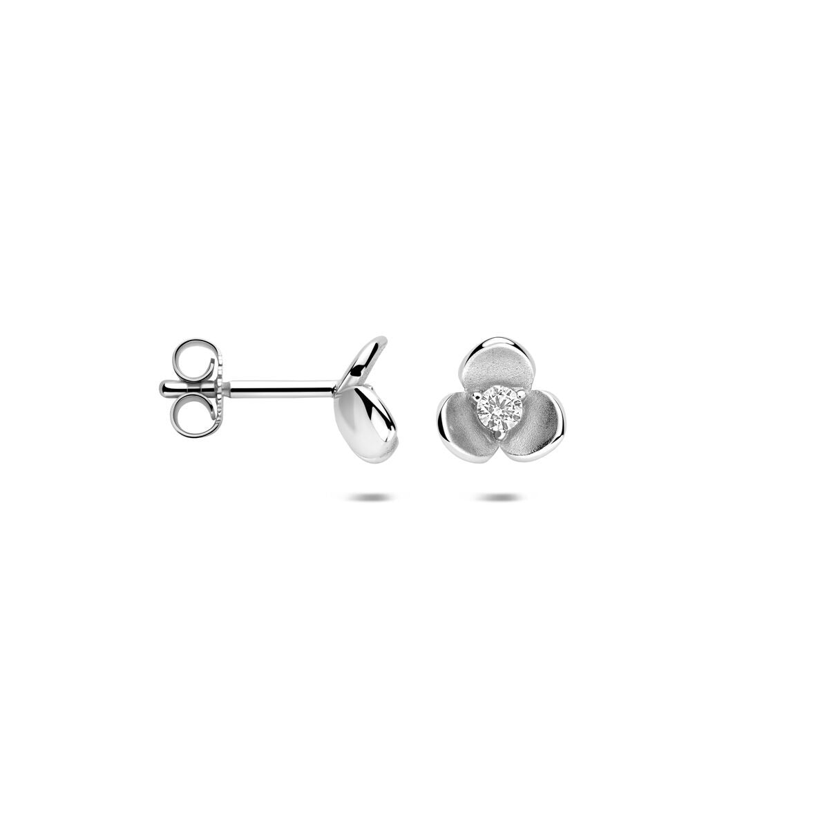Puces d'oreilles en argent avec zircone en forme de fleur – 7 mm