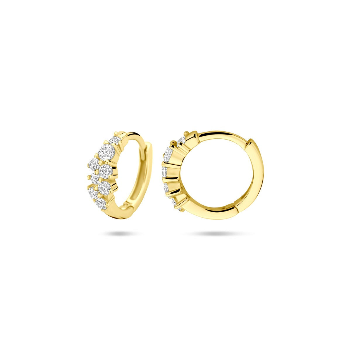 Créoles en argent plaqué or avec zircone – Ø13 mm
