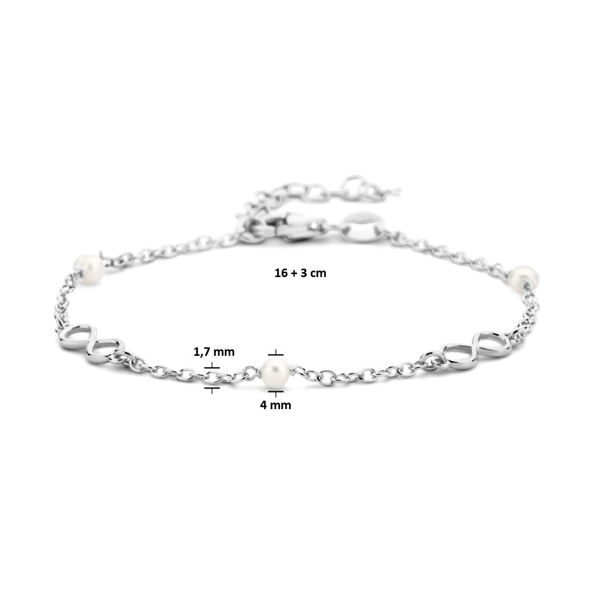 Bracelet d'amitié en argent avec perles et pendentif infini – rhodié argent 925