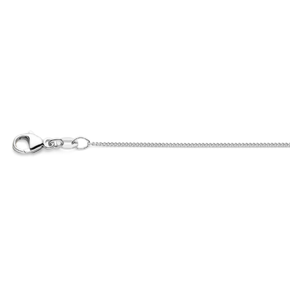 Collier gourmette en or blanc 18 carats de 45 cm avec fermoir mousqueton.