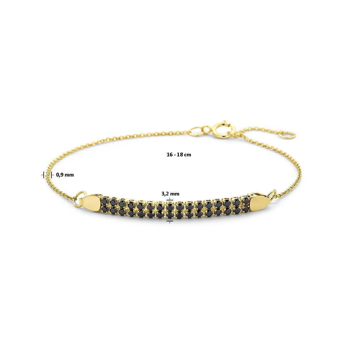 Bracelet pour femme en or jaune 14k avec spinelle noire