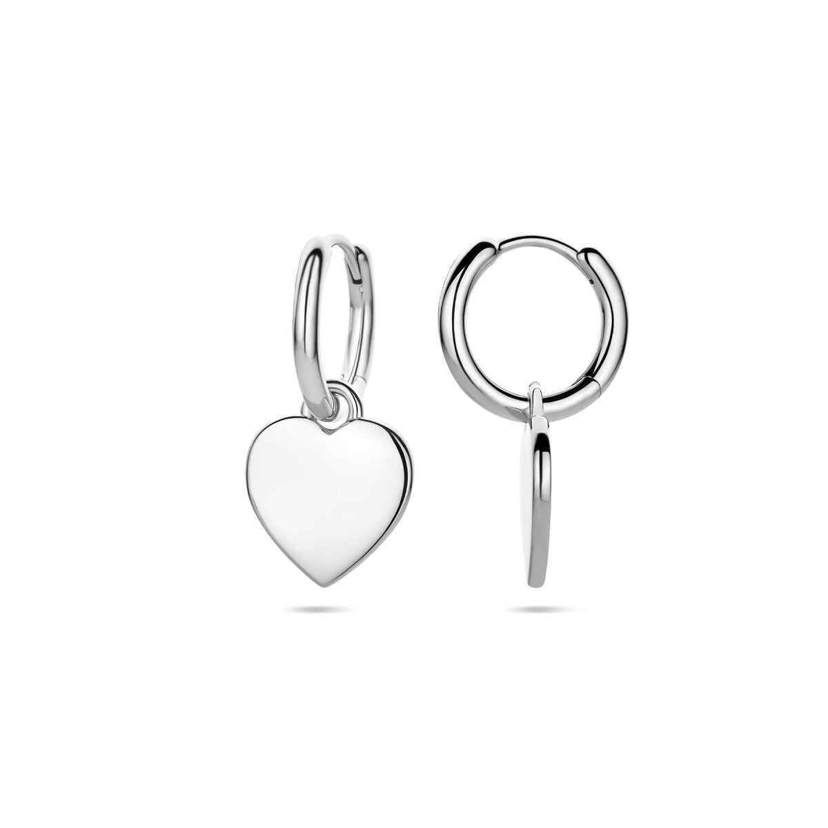 Créoles en argent rhodié avec cœur 19mm