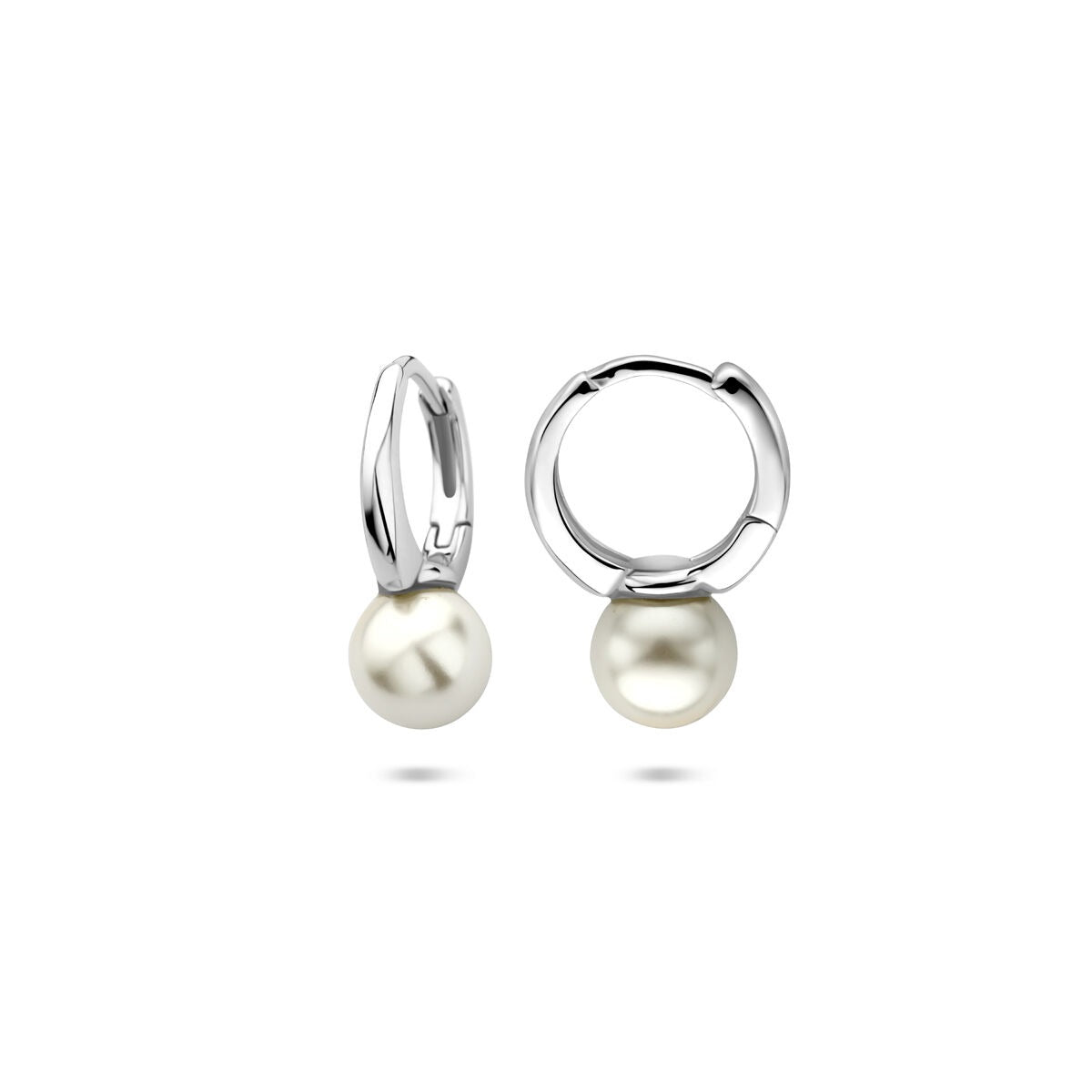 Créoles rhodiées en argent 925 avec perle