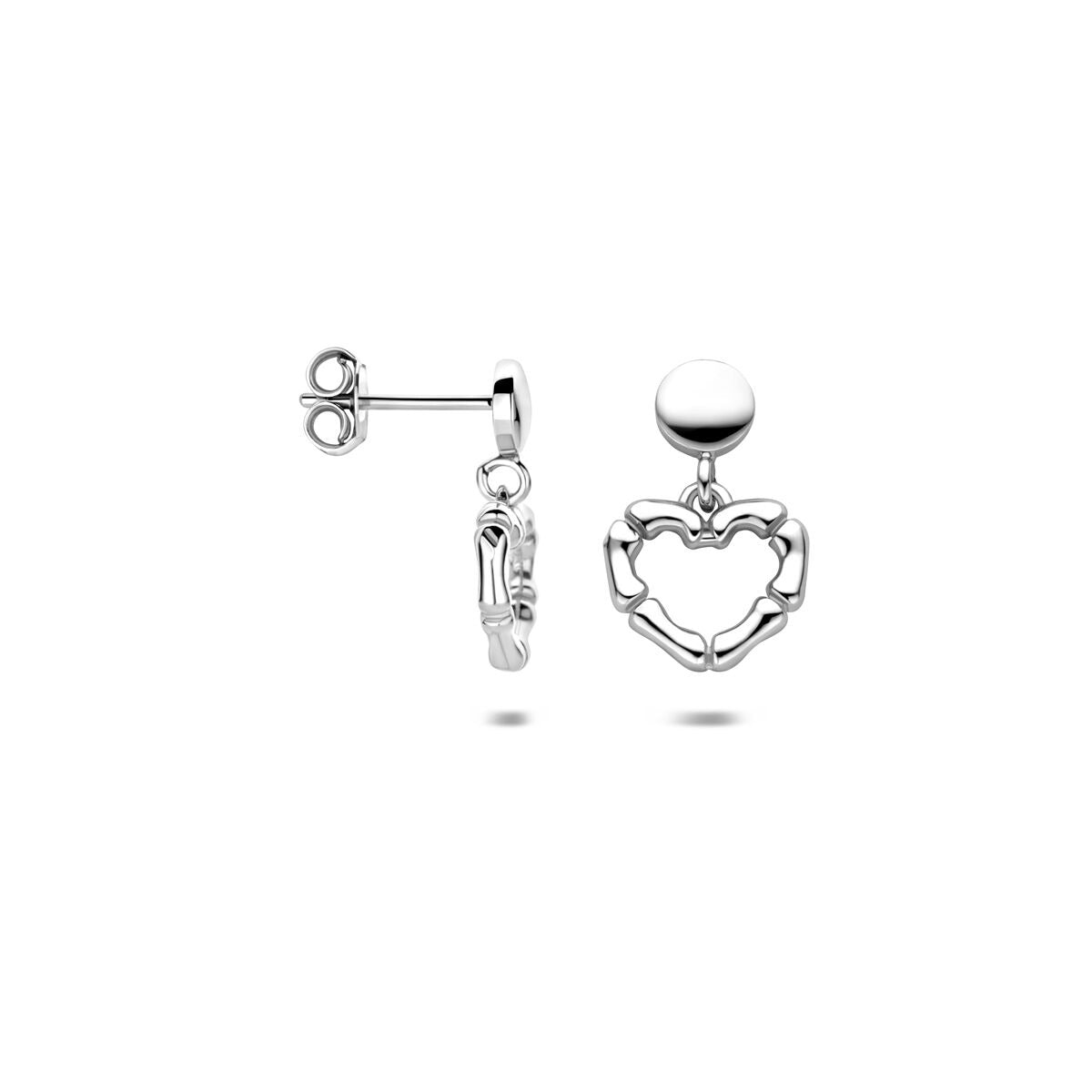 Boucles d'oreilles en argent avec cœur – rhodié argent 16,5 mm