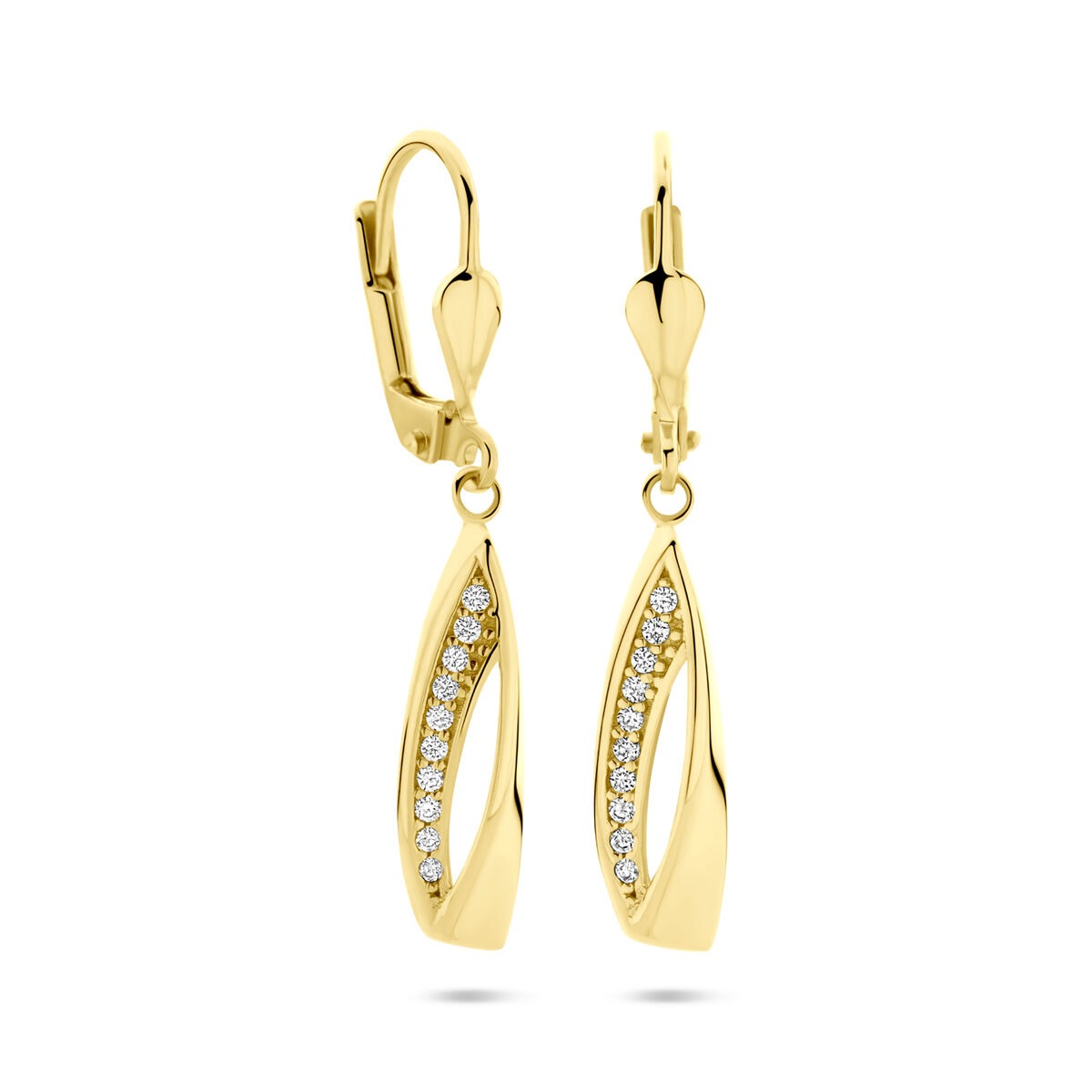 Boucles d'oreilles en or jaune 14k avec zircone