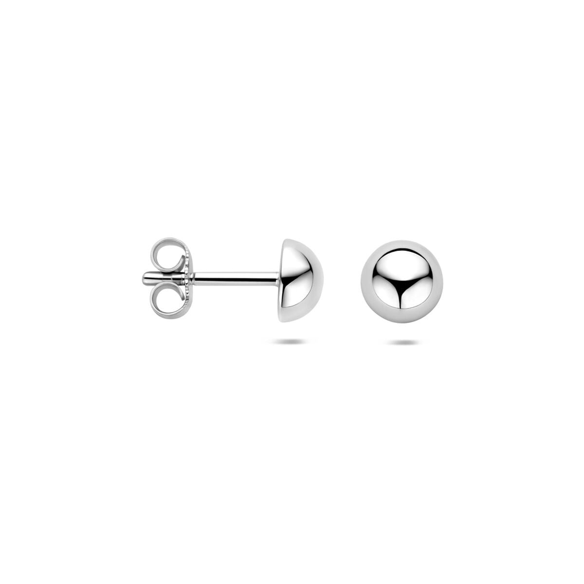 puces d'oreilles demi-sphériques argent rhodié