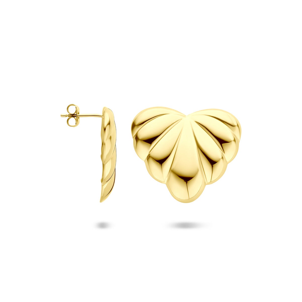 Puces d'oreilles en acier doré 25x29mm – en forme de cœur