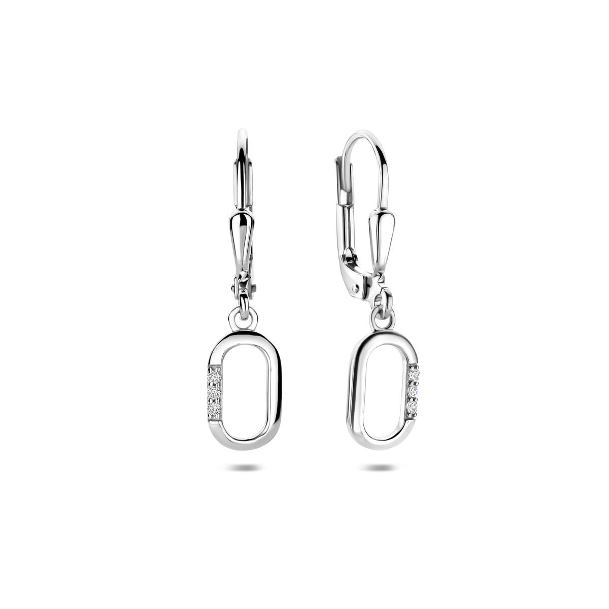 Boucles d'oreilles en argent avec zircone – design entourage rhodié 25 mm