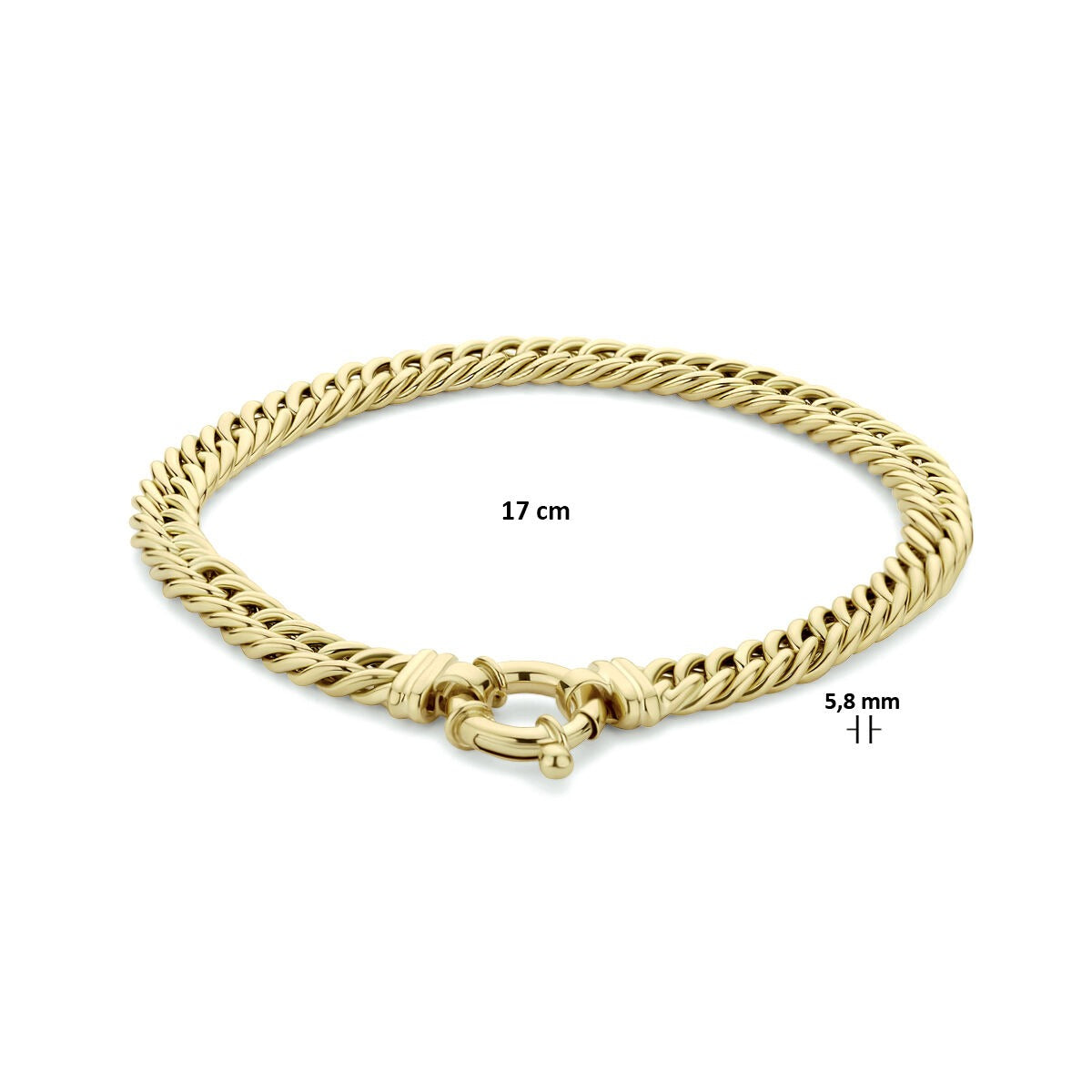 Bracelet pour femme en or 14k – maille gourmet 5,8 mm 17 cm