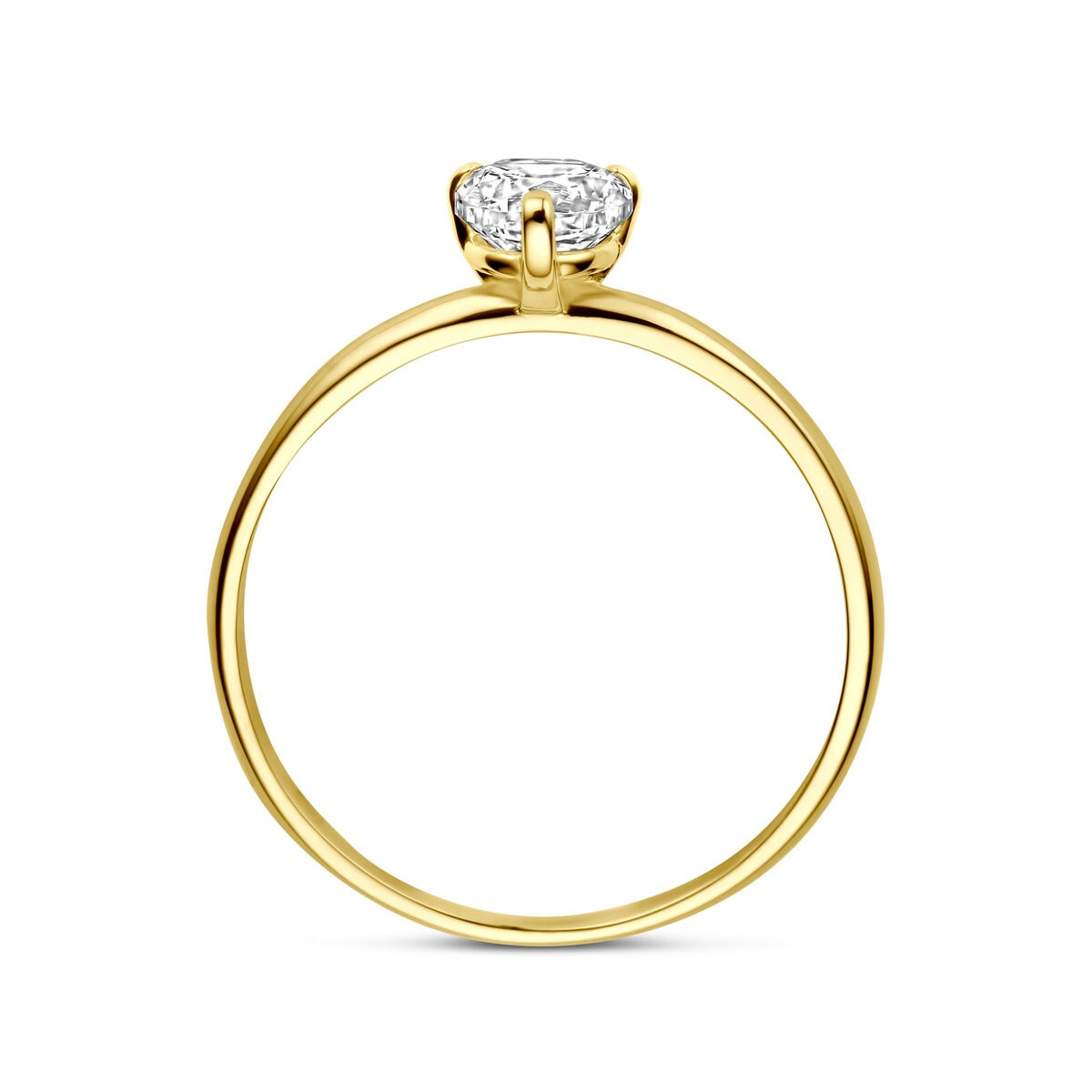 bague pour femme en or jaune 14k avec zircone solitaire - taillé en brillant