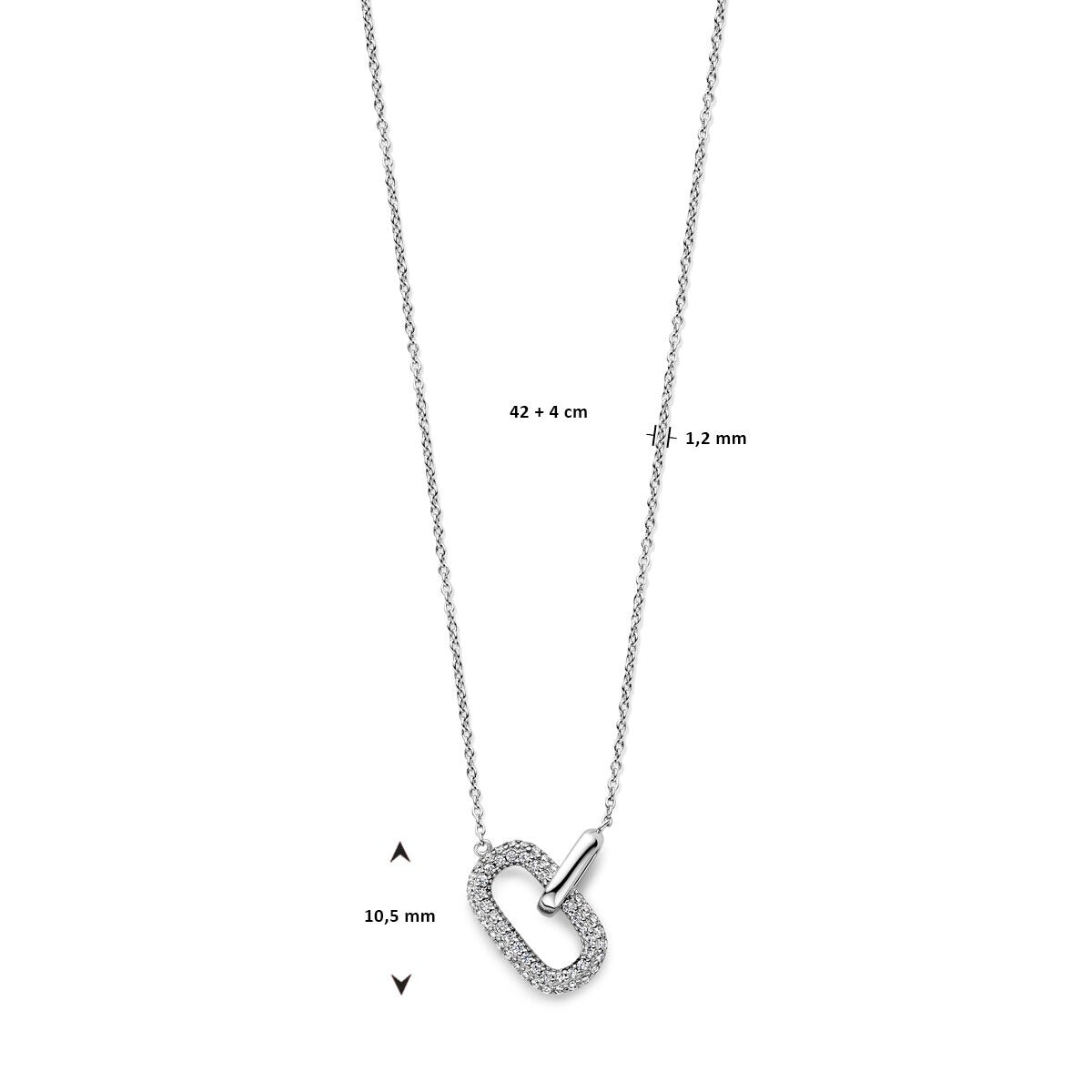 Collier en argent pour femme – collier rhodié avec pendentif en zircone