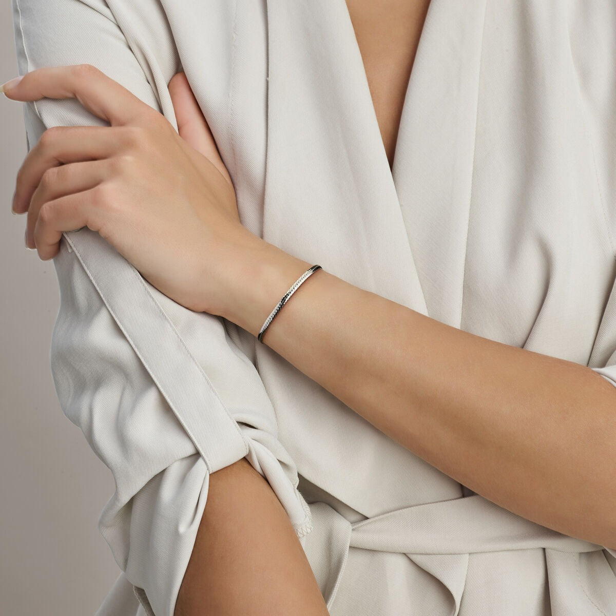 Bracelet gourmet en argent 925 rhodié – Bracelets pour femme en argent