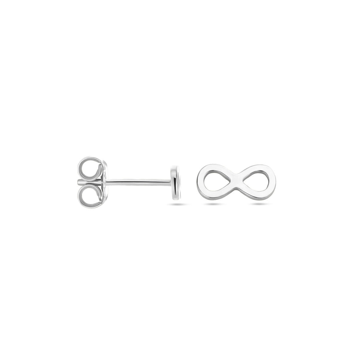 Puces d'oreilles en argent avec symbole infini – rhodié