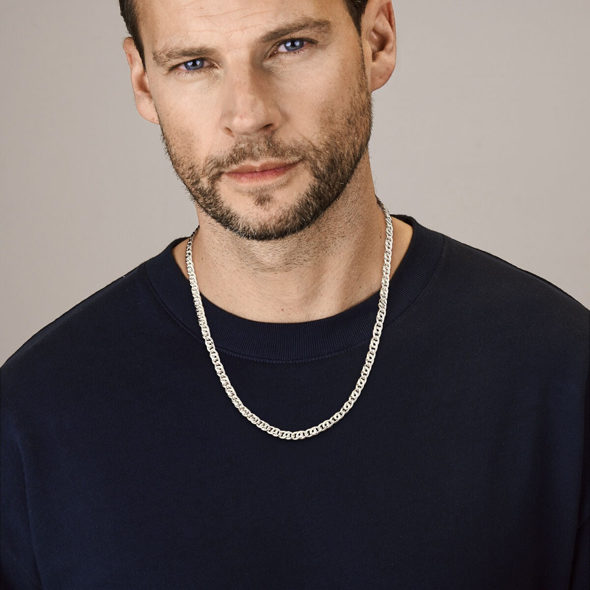Collier en argent 925 œil de faucon 6,4 mm pour homme