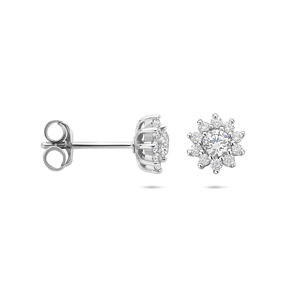 puces d'oreilles en argent rhodié 925 avec zircone – zircone brillant 8mm pour femme