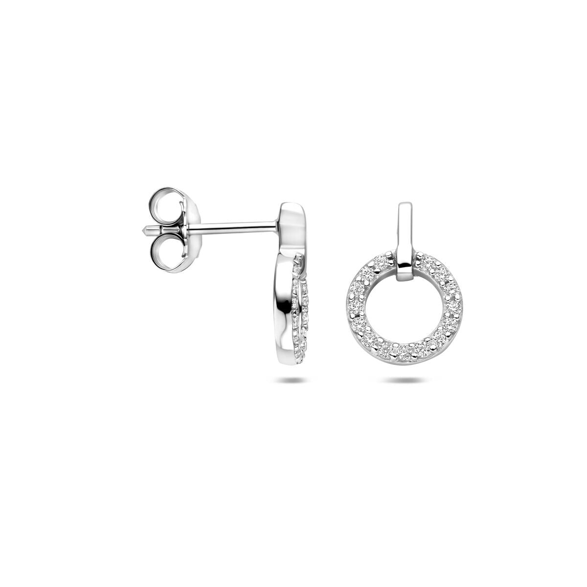 Puces d'oreilles en argent avec entourage en zircone 13 mm