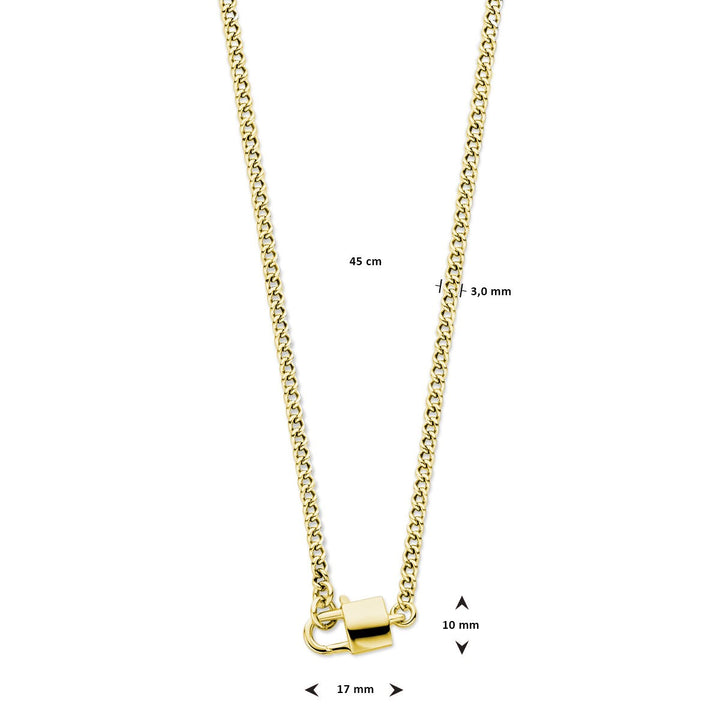 Goudkleurig verguld zilveren dames ketting – collier met slot hanger