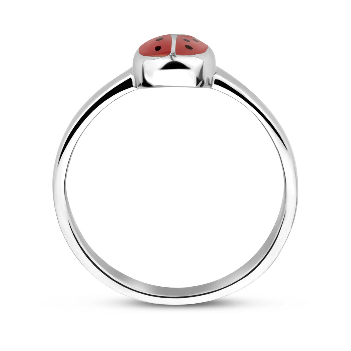 Bague pour enfant en argent rhodié avec coccinelle