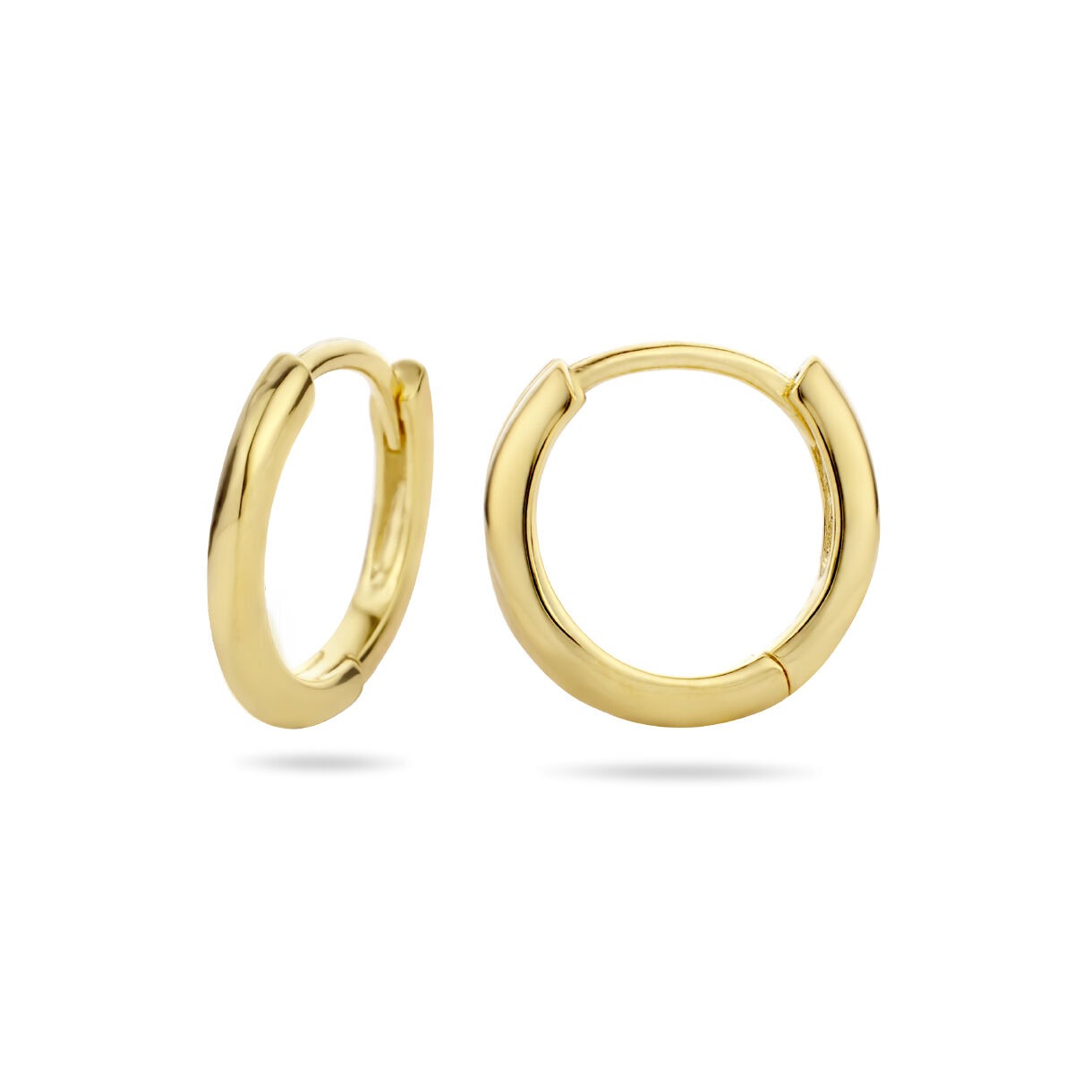 Créoles en argent plaqué or pour femme – or jaune sur argent 925, demi-rond 12,5 mm