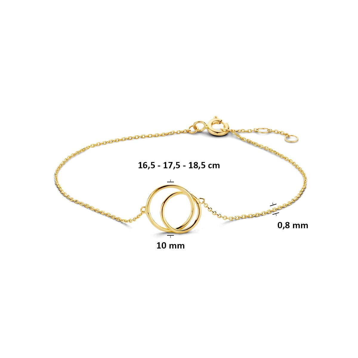 bracelet pour femme en or jaune 9k – longueur de port ajustable