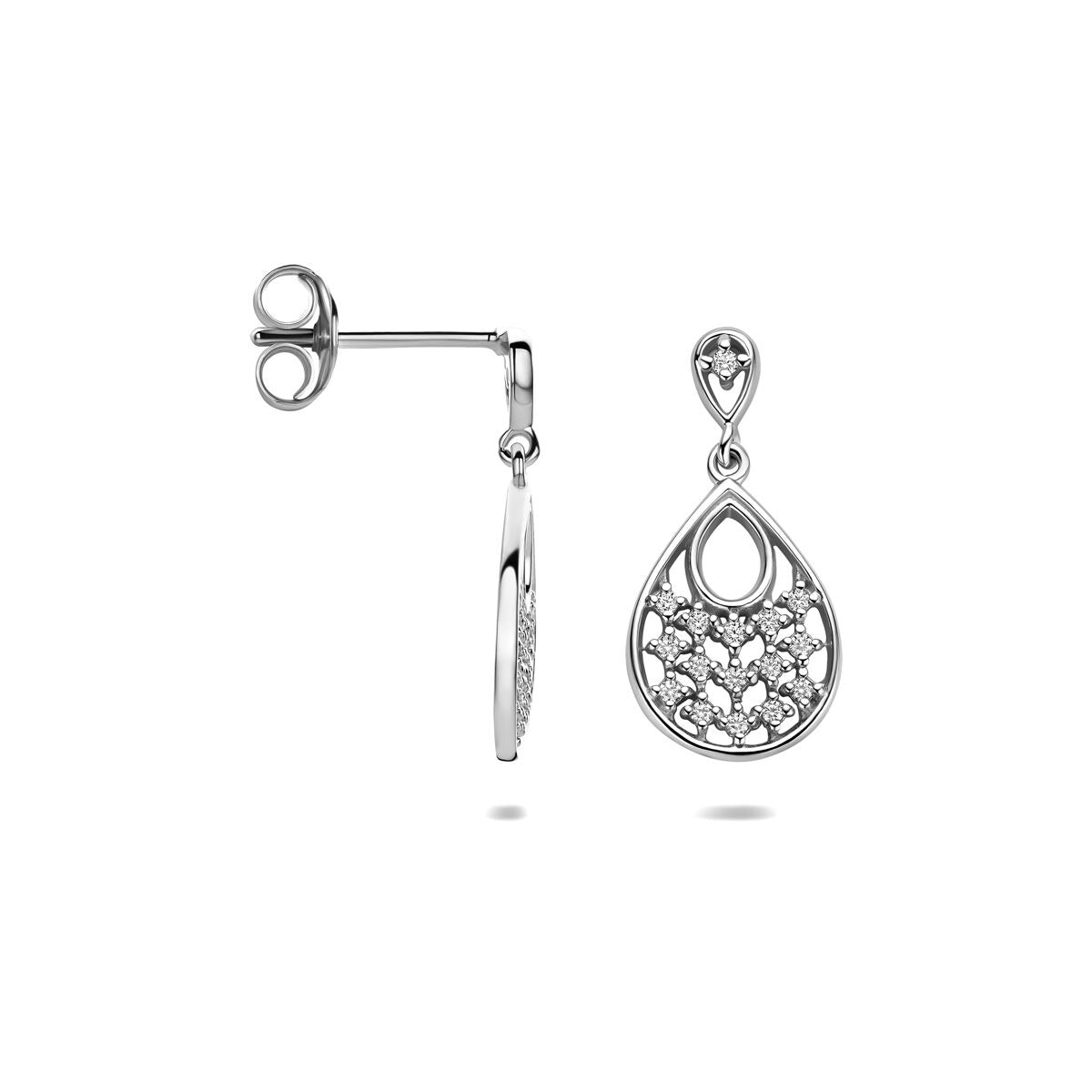 Boucles d'oreilles en argent rhodié avec zircone