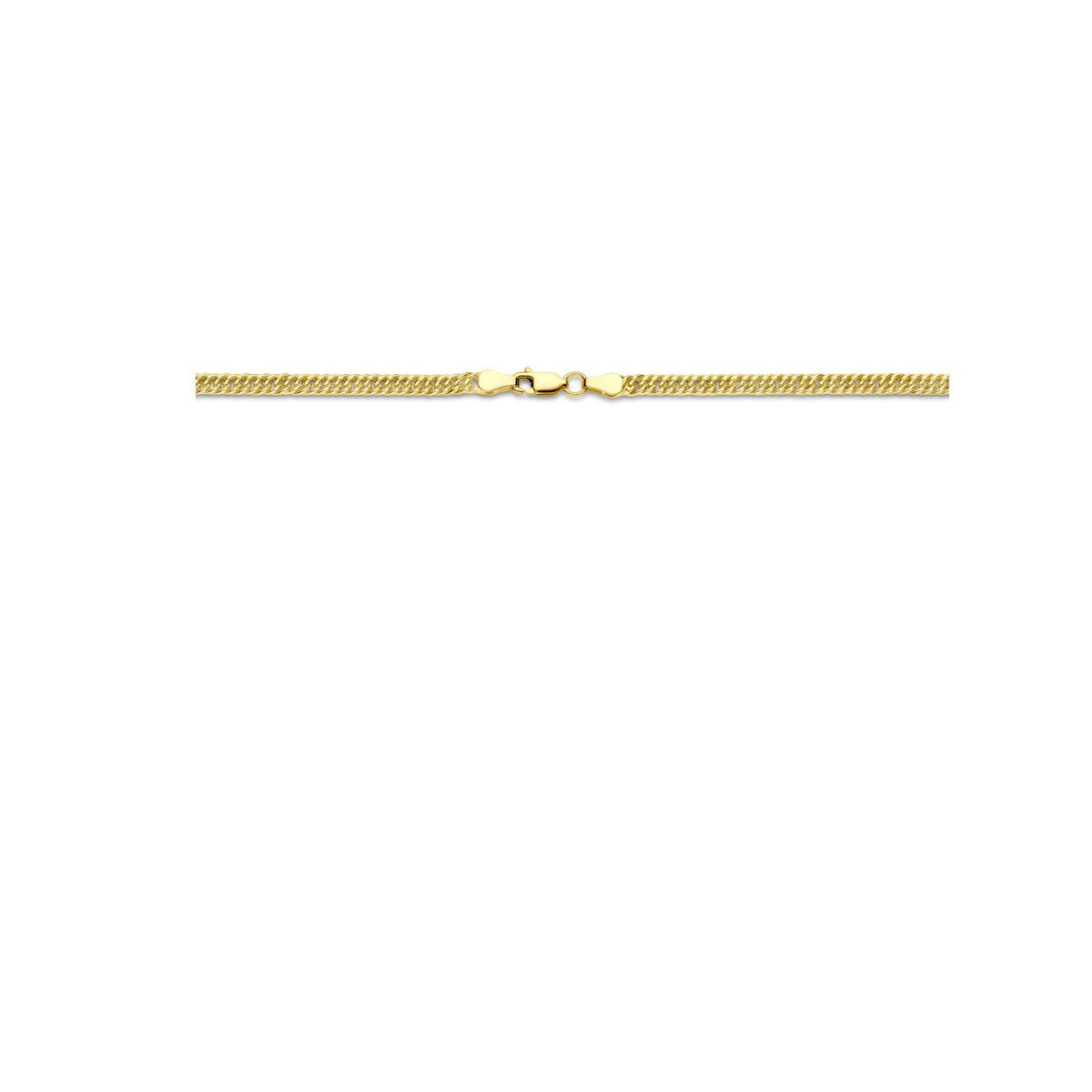 collier en or jaune 14k – Silgold avec noyau en argent, maille gourmette taillée 3.8 mm