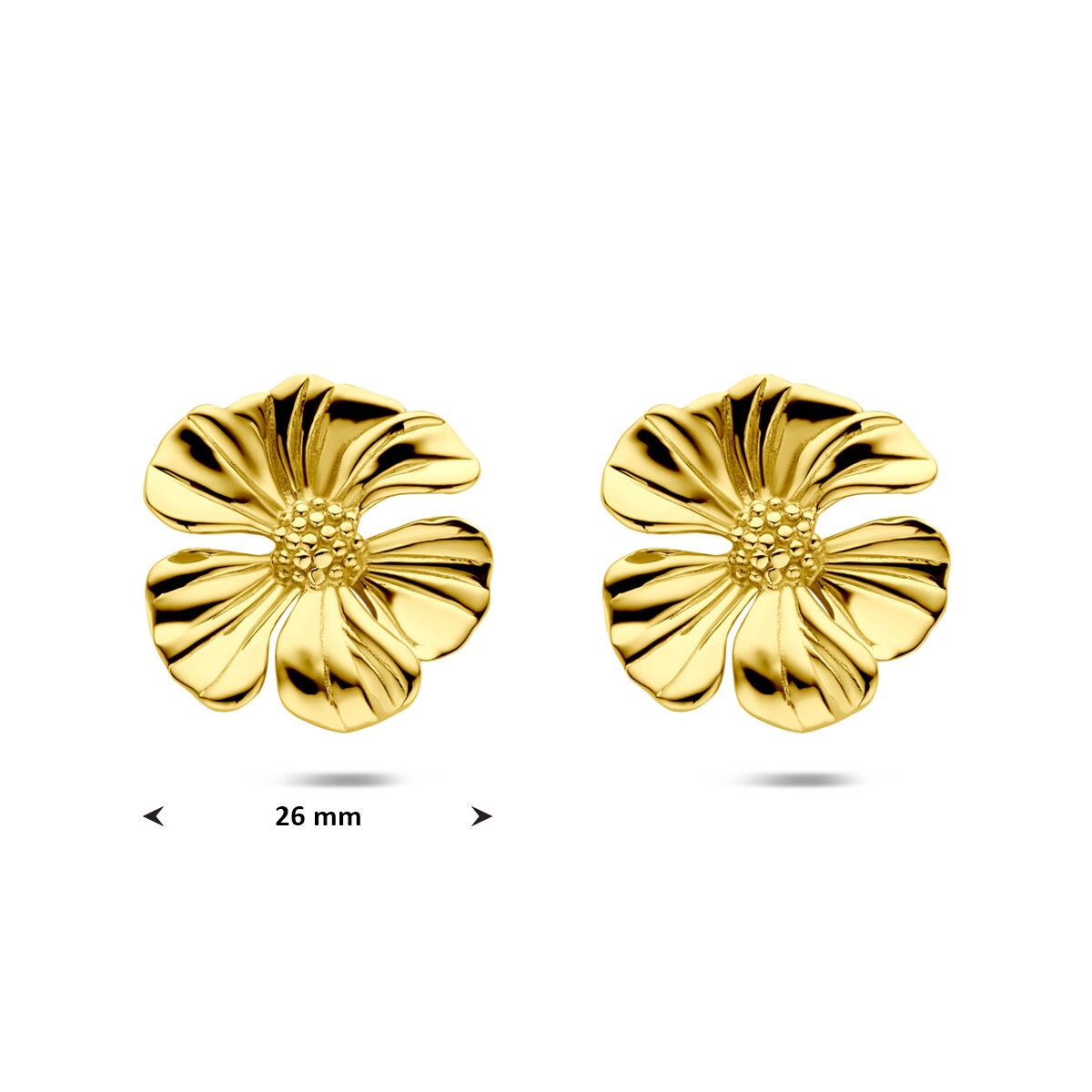 Puces d'oreilles en acier fleur jaune pour femme 26 mm
