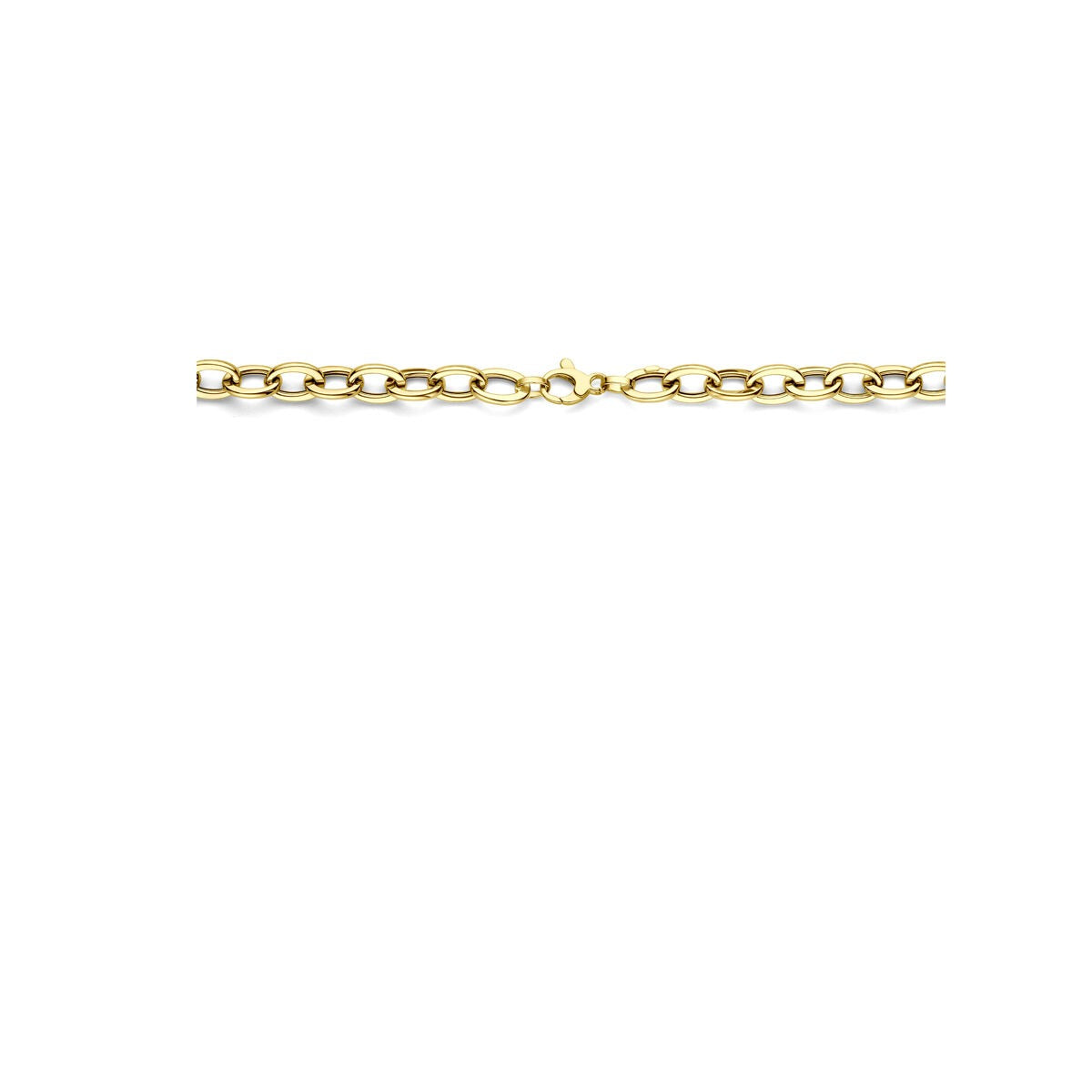 Collier en or jaune 14k pour femme avec mailles rondes et rectangulaires 8.5mm