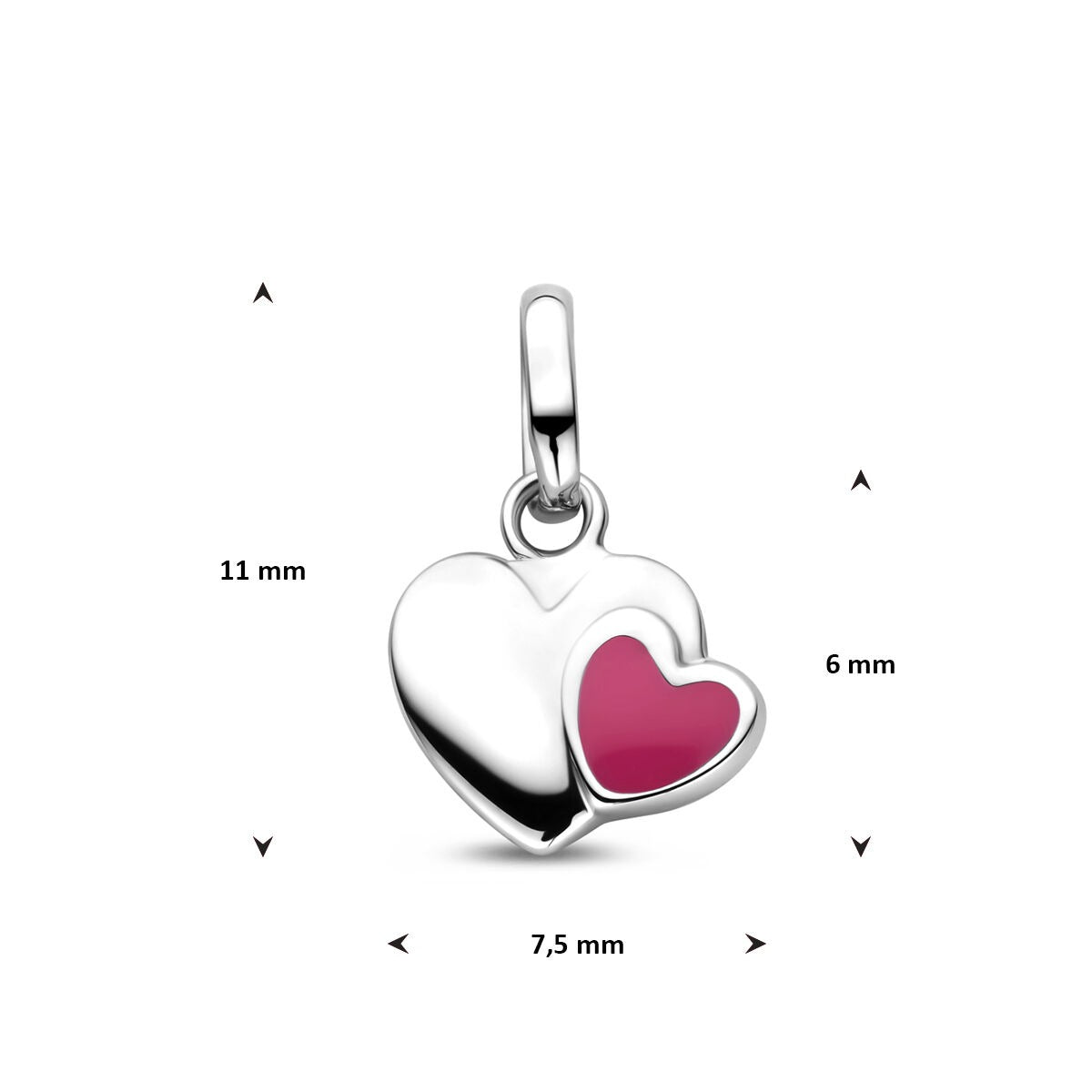 Pendentif en argent pour enfant en forme de cœur avec émail rose – petit geste, grand cœur