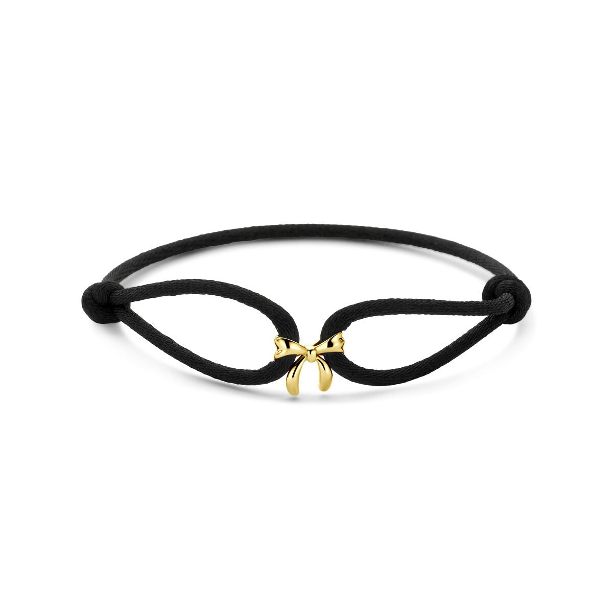 Bracelet en satin noir avec un nœud en or jaune 14 carats.