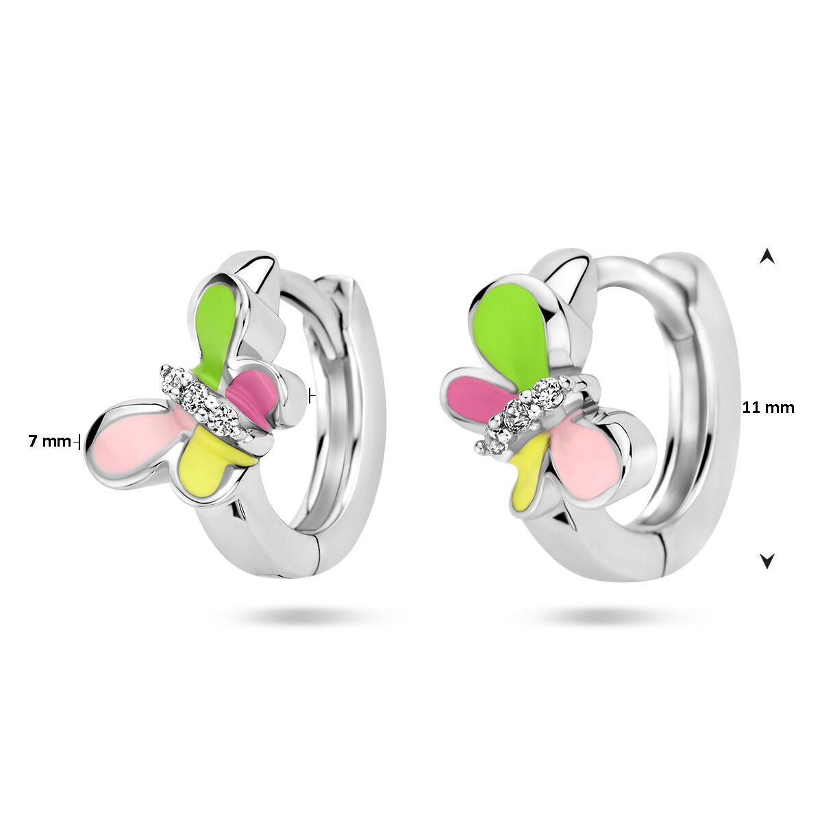 Boucles d'oreilles pour enfant en argent – avec papillon et zircone, rhodié argent 925