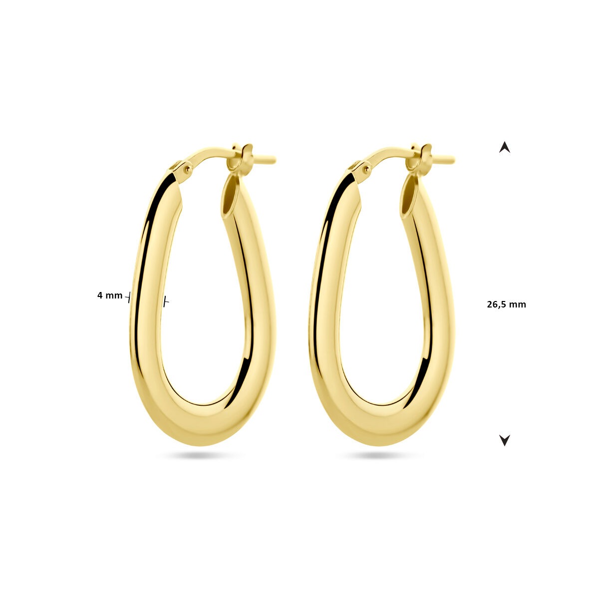 Créoles en argent plaqué or pour femme – or jaune sur argent 925, 26,5 mm