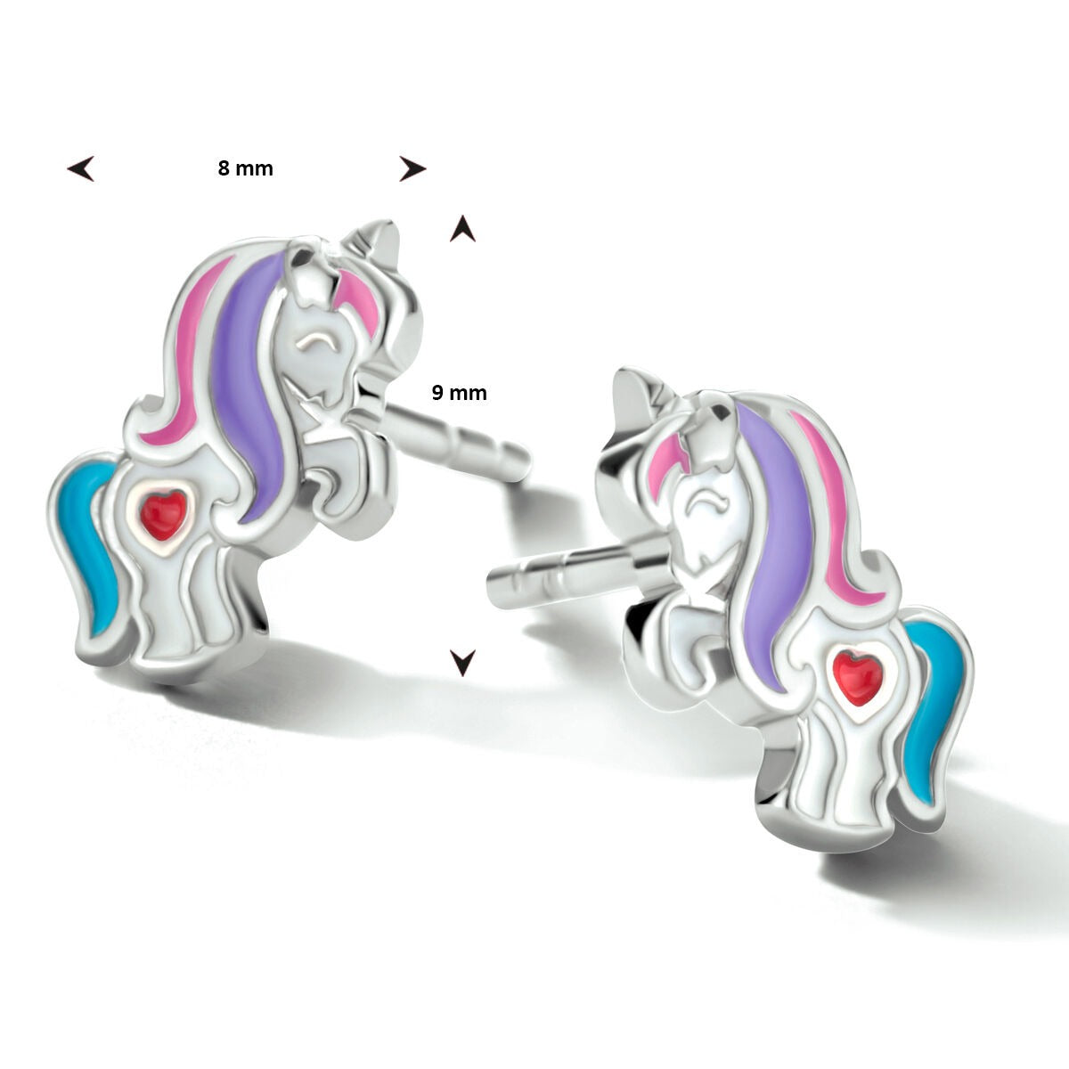 Puces d'oreilles en argent rhodié Licorne