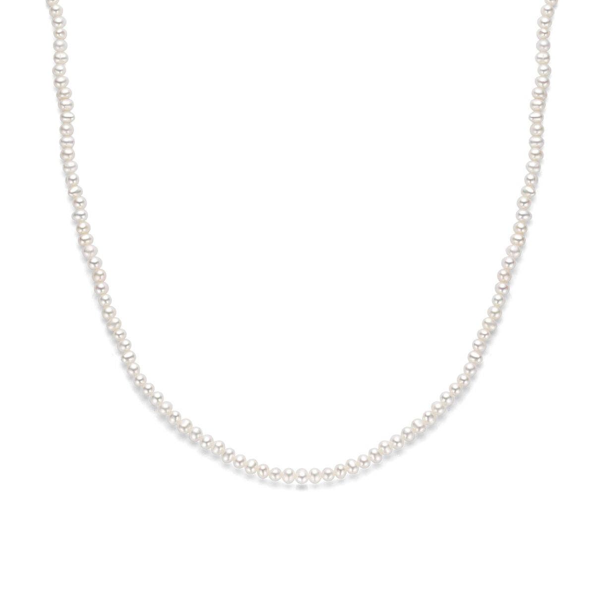 Collier en argent rhodié avec des perles délicates et des détails raffinés.